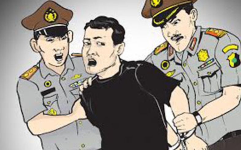 Ilustrasi polisi mengamankan dua pria asal Pasuruan, Jatim, yang saling kejar menggunakan pisau di Bali.