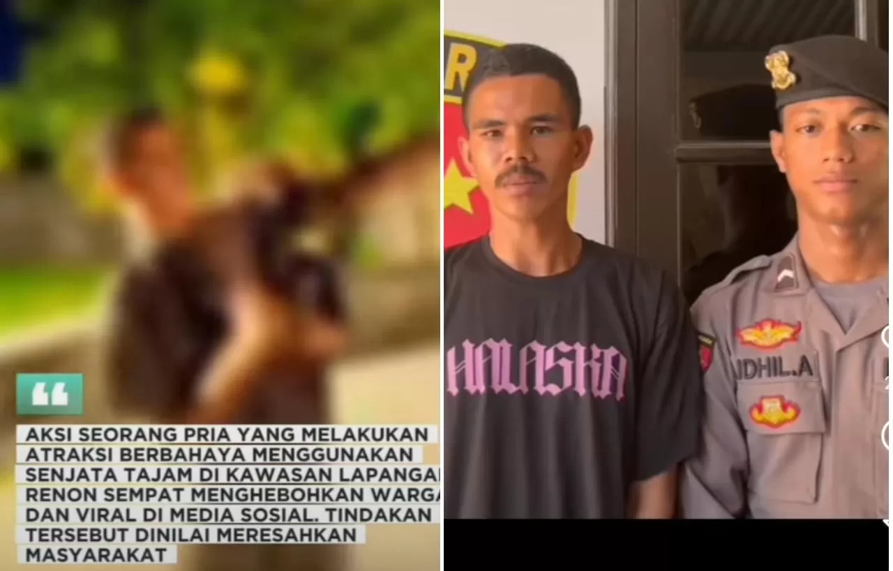 KLARIFIKASI SETELAH VIRAL: Yohannes Ngongo melakukan klarifikasi terkait video viral yang menunjukkan dirinya pura-pura kebal senjata tajam.
