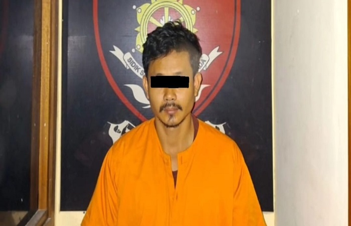 Tersangka PADS, 32, pria asal Anturan, Buleleng, diamankan Polsek Kuta Selatan karena mencuri daging di hotel Bulgari.