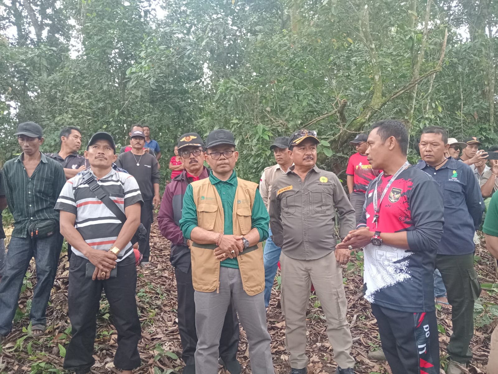 CEK HUTAN: Kepala Dinas Kehutanan dan Lingkungan Hidup (DKLH) Bali, Made Rentin (baju hijau) mengecek kondisi hutan di Desa Sepang, Buleleng.