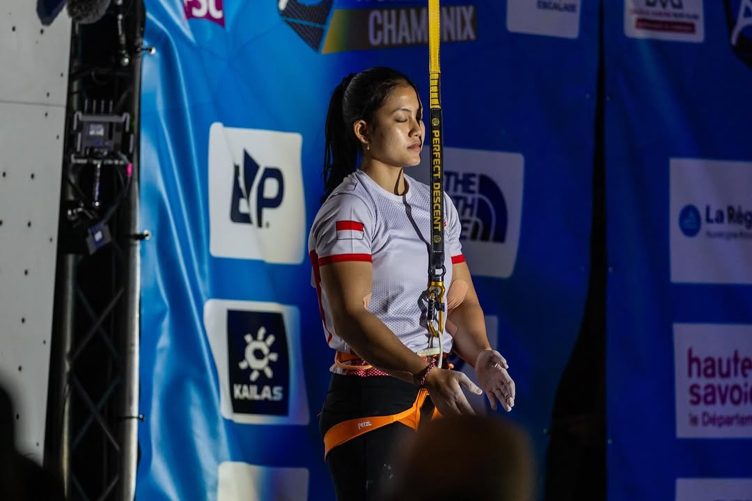Atlet panjat tebing asal Buleleng, Desak Made Rita Kusuma Dewi saat bertanding pada Kejuaraan Dunia Panjat Tebing di Perancis.