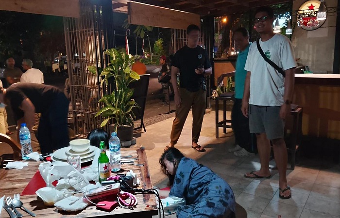 Wanita Tiongkok alami pendarahan akibat baku hantam di The Cameng Restaurant, Jalan Hang Tuah No. 33, Sanur Kaja, Denpasar Selatan, Senin 4 Agustus 2025 lalu.