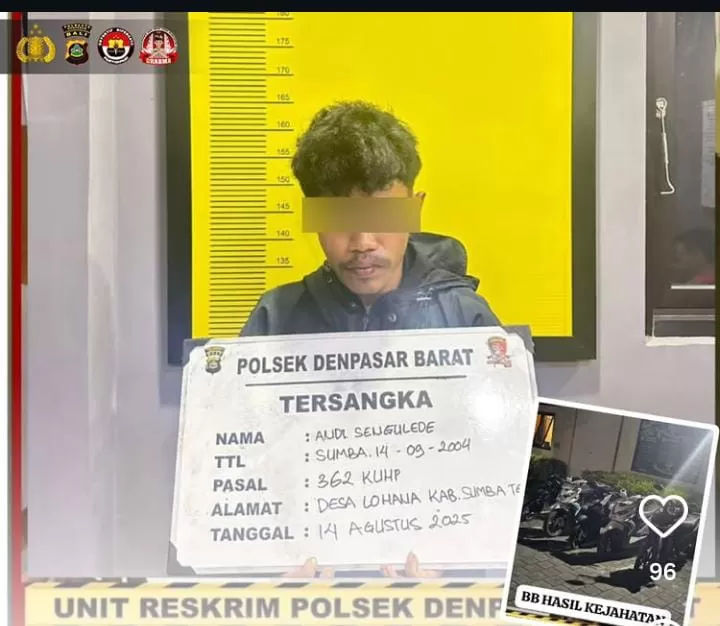 TERLIBAT SINDIKAT: Andi Seingu Lede, asal Sumba Tengah, NTT. Polisi menangkap pria tersebut karena tersangkut sindikat curanmor.