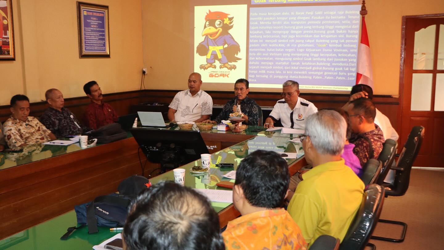 BAHAS KEJUARAAN: Suasana rapat pembahasan Kejuaraan Dunia Vovinam di Kabupaten Buleleng, Bali.
