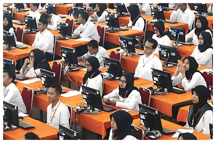 Ilustrasi pelamar CPNS mengikuti seleksi.