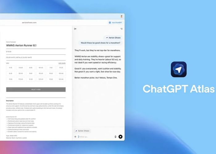 Tampilan antarmuka ChatGPT Atlas, browser berbasis kecerdasan buatan (AI) terbaru dari OpenAI yang mengintegrasikan ChatGPT.
