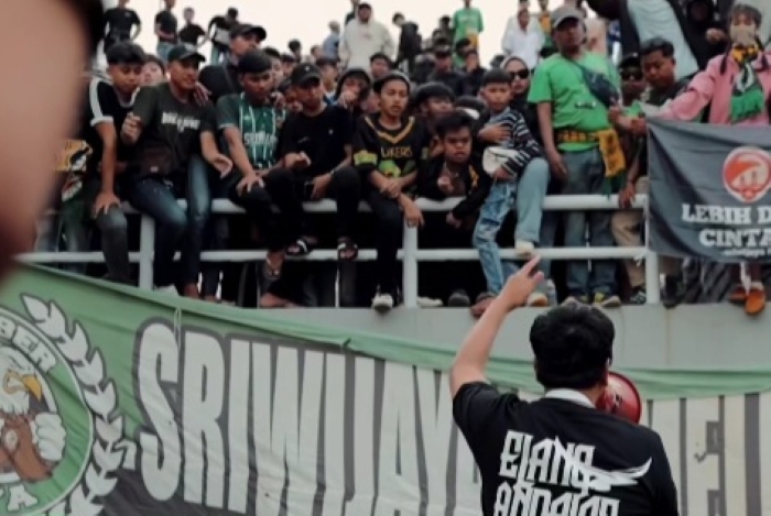 Dukungan fans Sriwijaya FC di Stadion Gelora Sriwijaya Jakabaring, Palembang.