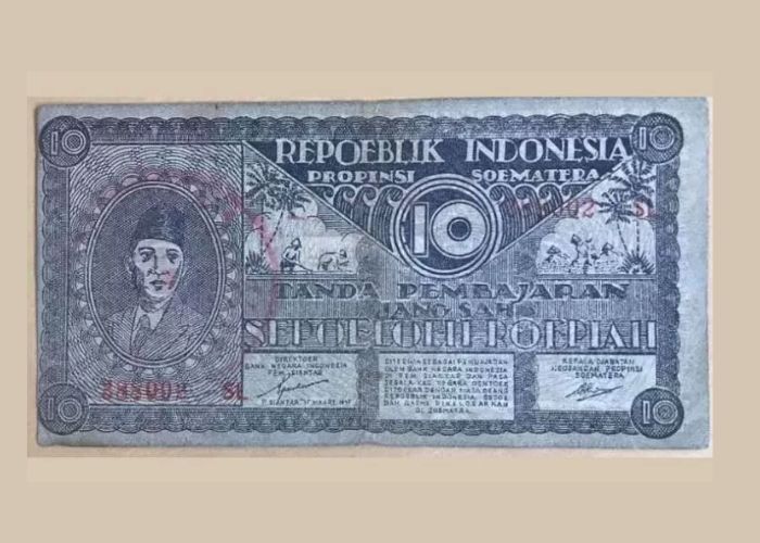 Uang pecahan sepuluh rupiah yang pertama kali diterbitkan pada 30 Oktober 1946.