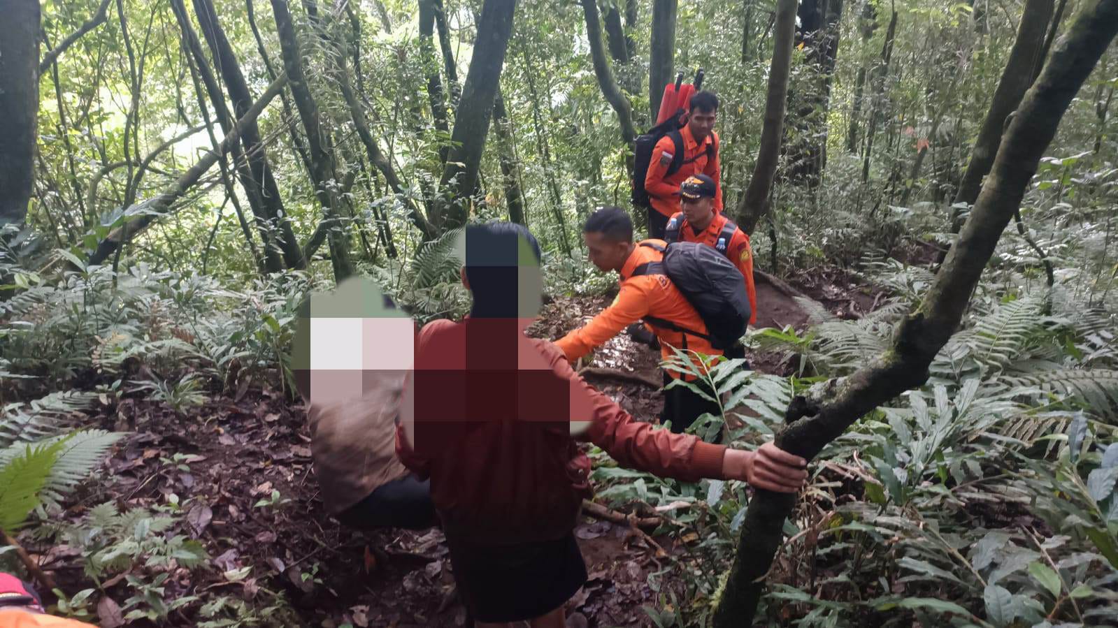EVAKUASI: Tim SAR Gabungan melakukan evakuasi terhadap pendaki asal Buleleng yang mengalami cidera di Gunung Batukaru.