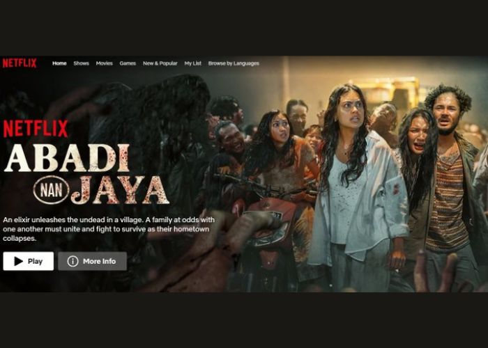Tangkapan layar film Abadi Nan Jaya di Netflix. Karya Kimo Stamboel yang berhasil menembus daftar Top 10 Global dan mencetak sejarah sebagai film zombie Indonesia pertama yang mendunia.