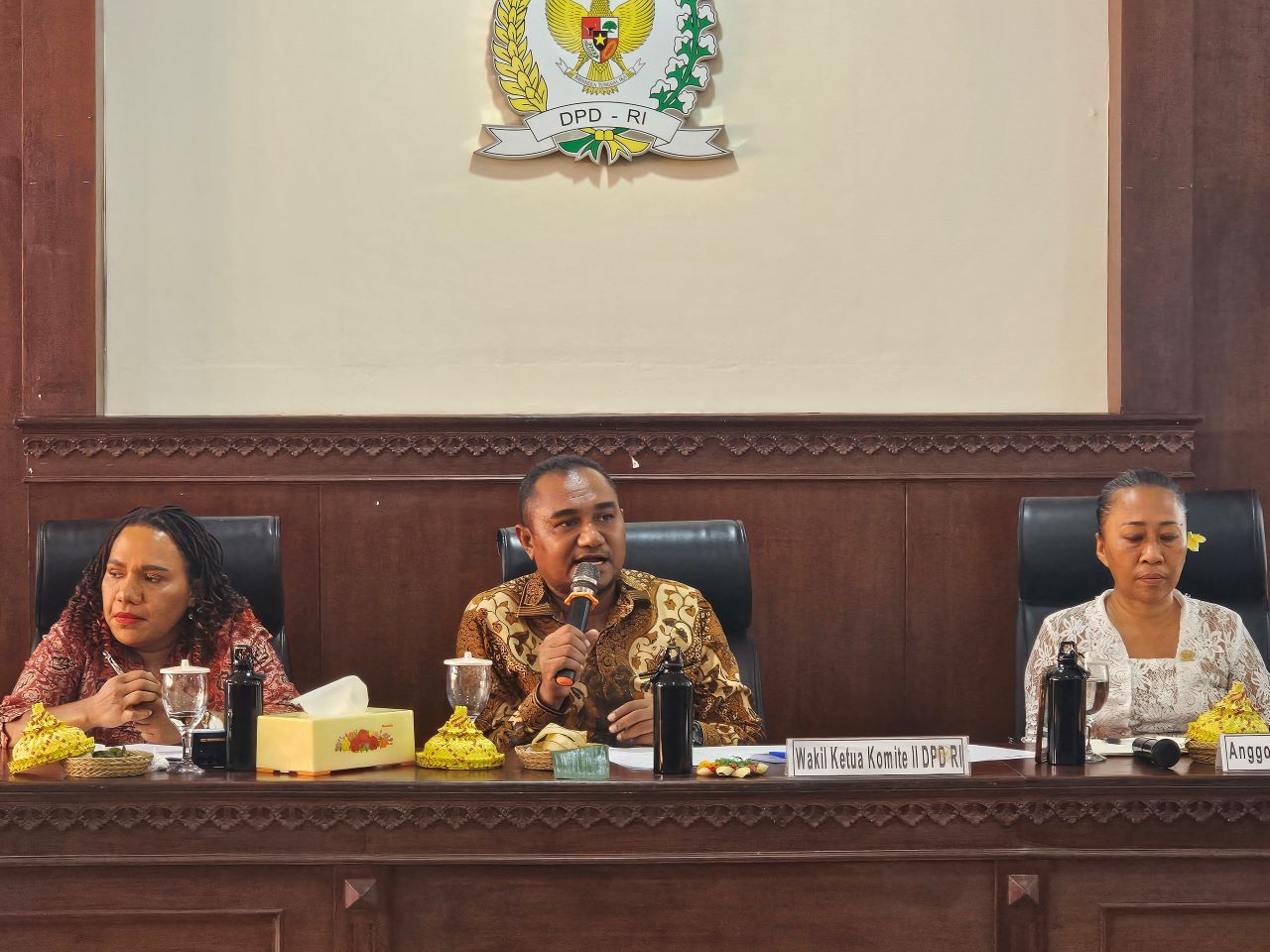 SERAP ASPIRASI: Wakil Ketua Komite II DPD RI, Angelius Wake Kako (tengah) saat menyerap aspirasi di Bali.