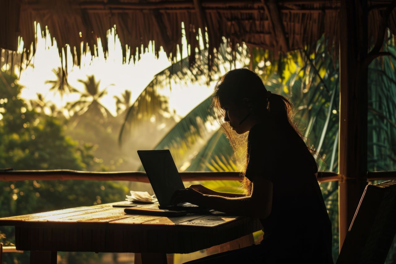 ilustrasi digital nomad.