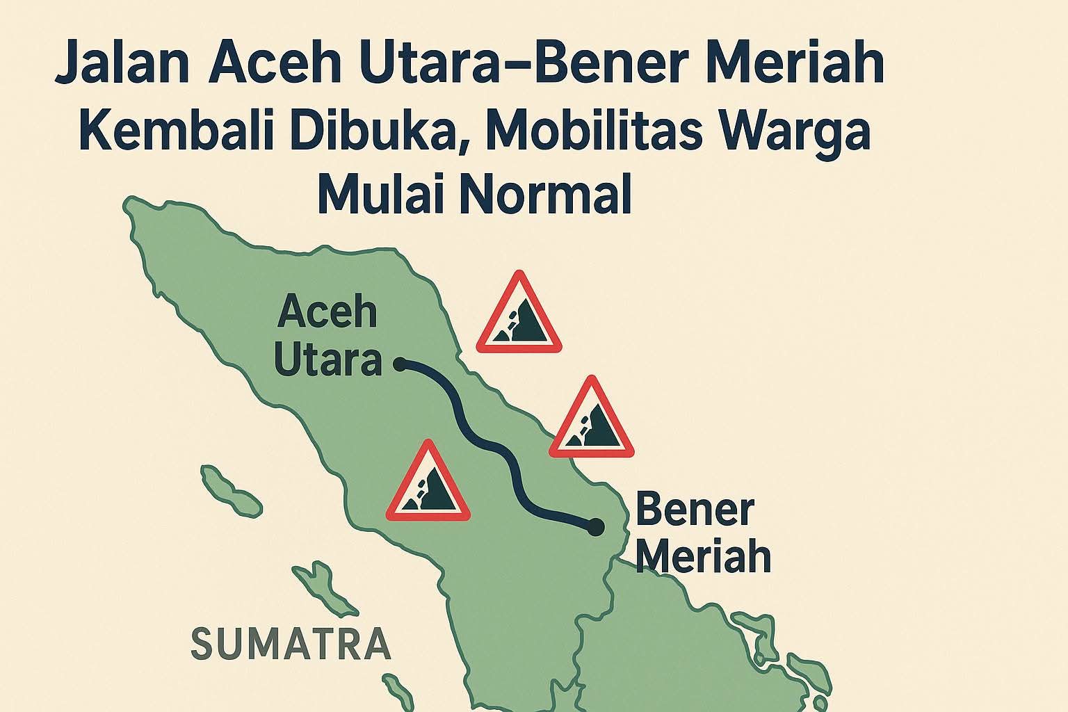 Akses jalan dari Aceh Utara menuju Bener Meriah terbuka setelah tertutup akibat musibah longsor dan banjir bandang.