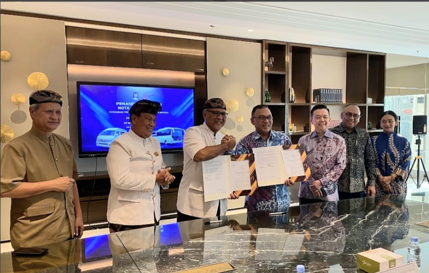 KERJASAMA: Kerjasama antara PT BIBU Panji Sakti dengan PT Mobil Anak Bangsa, untuk memperkuat mobilitas berkelanjutan di kawasan bandara.