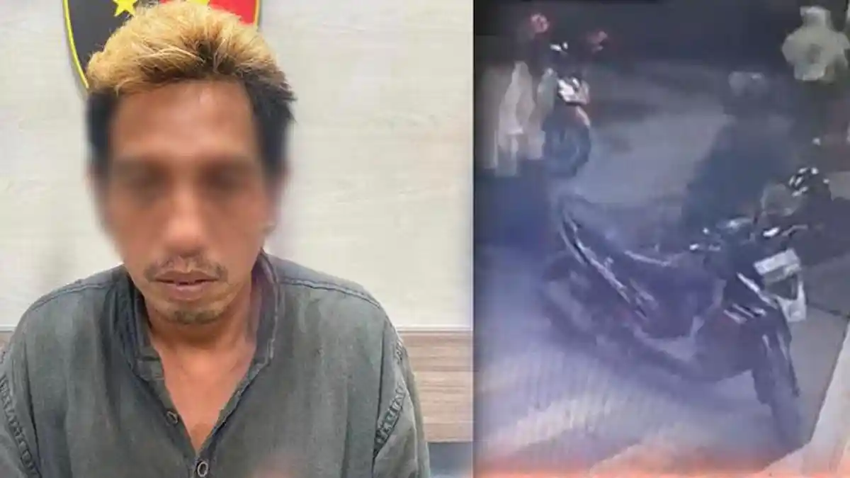 Tampang BS jukir yang ancam penjual pentol dengan celurit saat diamankan Unit Resmob Satreskrim Polres Gresik.