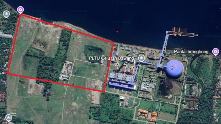 RENCANA PEMBANGUNAN: Rencana lokasi pembangunan PLTG di Desa Celukan Bawang. Lokasi akan dibangun pada kotak berwarna merah.