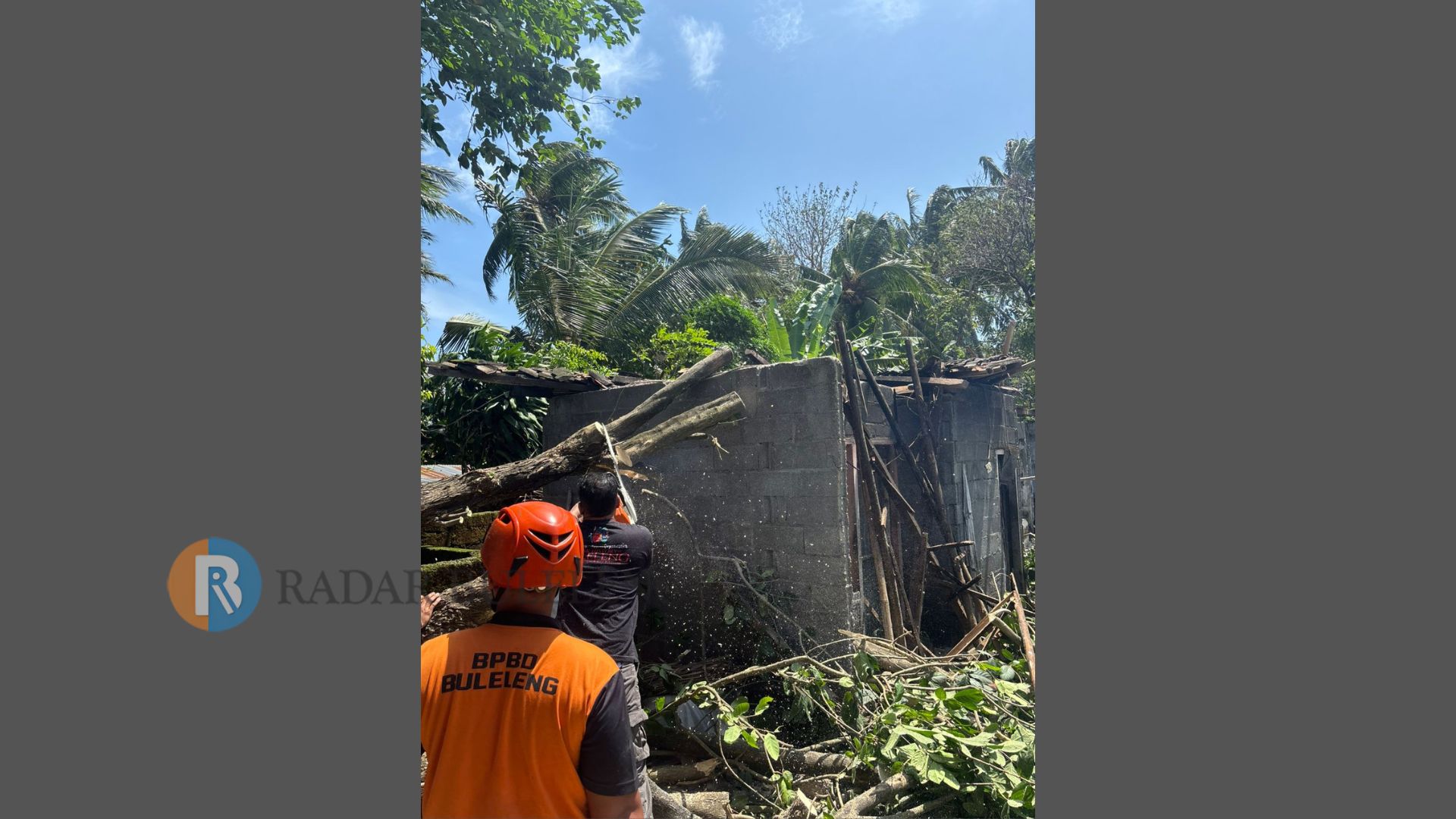 RUSAK: Rumah warga di Desa Tembok, Kabupaten Buleleng, Bali, rusak karena tertimpa pohon.
