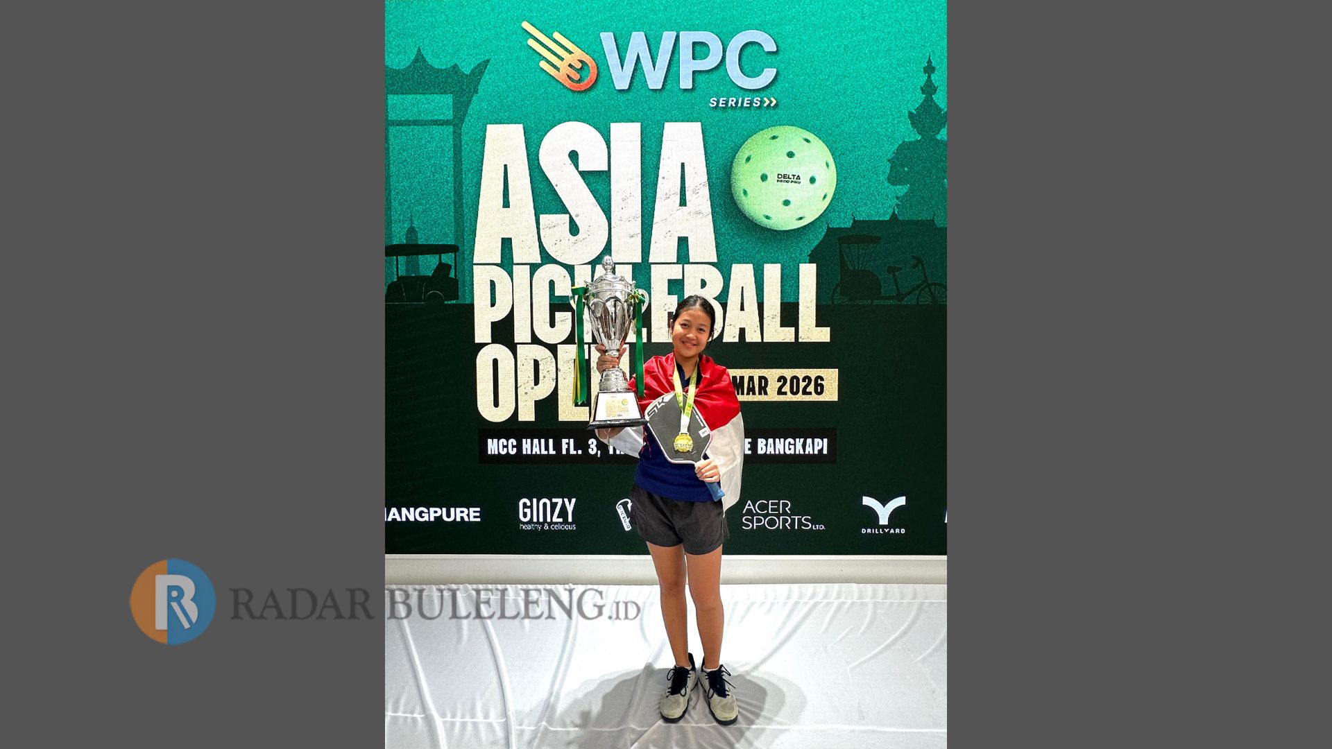 PRESTASI DUNIA: Atlet pickleball asal Buleleng, Kadek Lana Lauditha, berhasil merebut gelar juara pada kejuaraan World Pickleball Championship Asia (WPC) Asia yang digelar di Thailand.