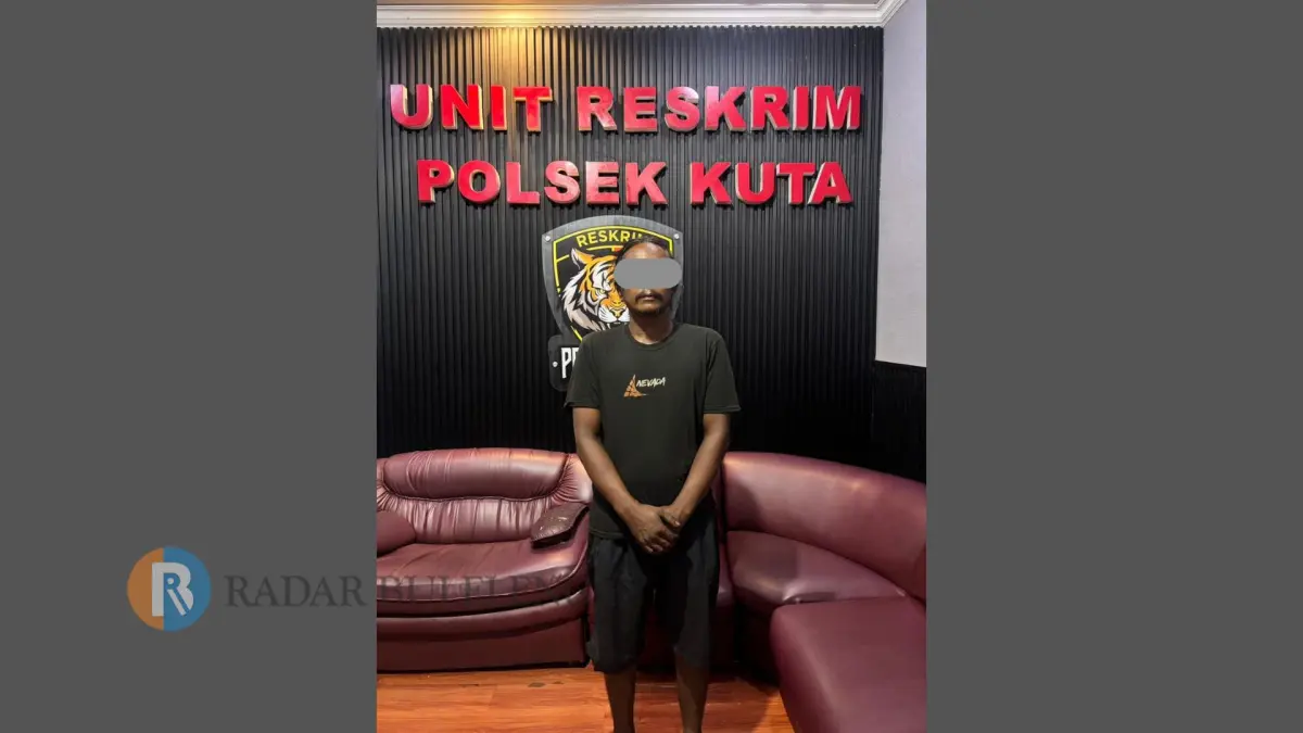 TERTANGKAP BASAH: Polisi menangkap pria berinisial ESP, 44, yang melakukan aksi pembunuhan di Jalan Raya Pantai Kuta. (Polresta Denpasar)