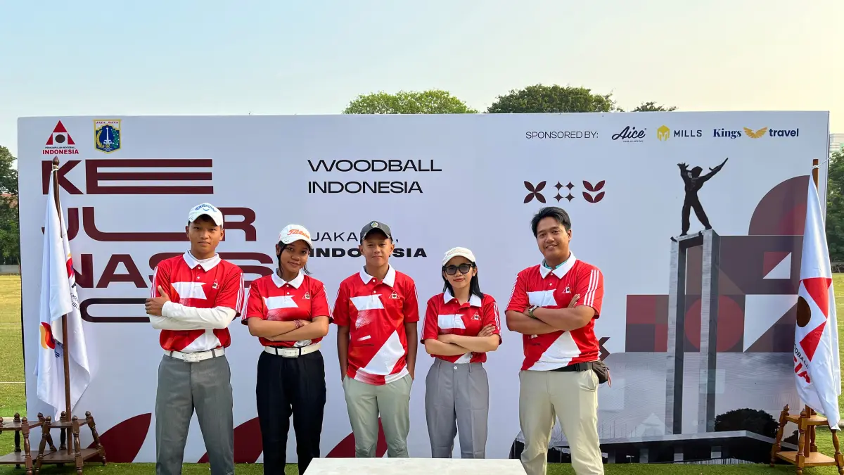 RAIH MEDALI: Para atlet woodball asal Buleleng saat berlaga pada ajang Kejurnas Woodball 2026 di Lapangan Banteng, Jakarta. (IWbA Buleleng)