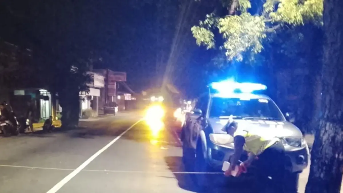 OLAH TKP: Aparat kepolisian melakukan olah TKP kecelakaan di Jalan Raya Singaraja-Seririt. (Polres Buleleng)