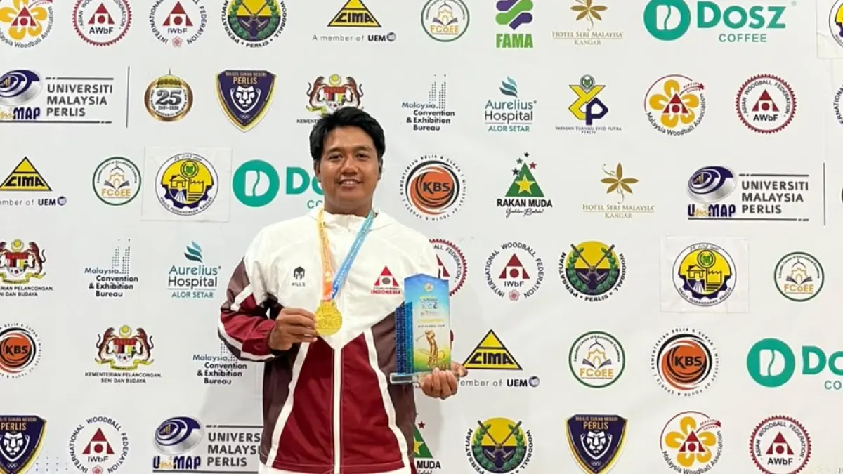 REBUT MEDALI: Atlet Woodball asal Buleleng, I Gede Prabawa Mapet Darma Nugraha berhasil merebut medali emas pada Kejuaraan Dunia Woodball di Malaysia pada 24-30 Juli 2026 lalu. (IWbA Buleleng)