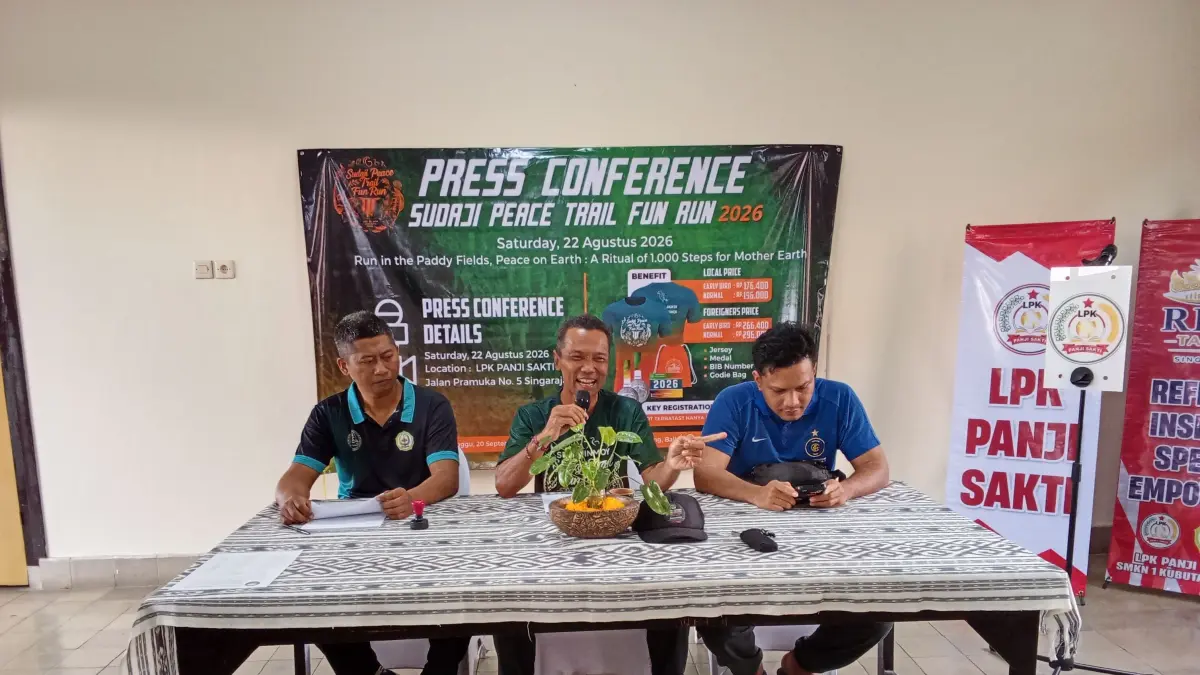 FUN RUN: Suasana jumpa pers Sudaji Peace Fun Run 2026. (Francelino Junior/Radar Buleleng)