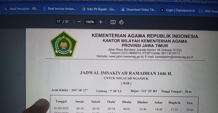 Jadwal Jam Berbuka Puasa Hari Pertama di Nganjuk