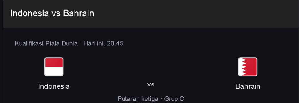 Prediksi Skor Indonesia Vs Bahrain Kualifikasi Piala Dunia 2026