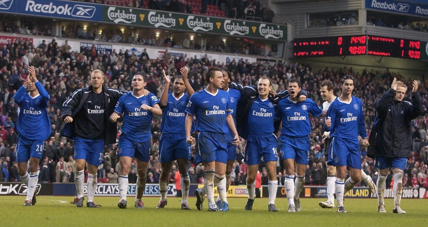 Momen ketika penggawa lama Chelsea merayakan kemenangan.