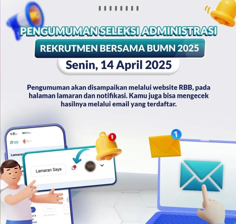 Hasil Seleksi Administrasi Rekrutmen Bersama BUMN 2025 Akan Diumumkan Hari Ini, Berikut Linknya!