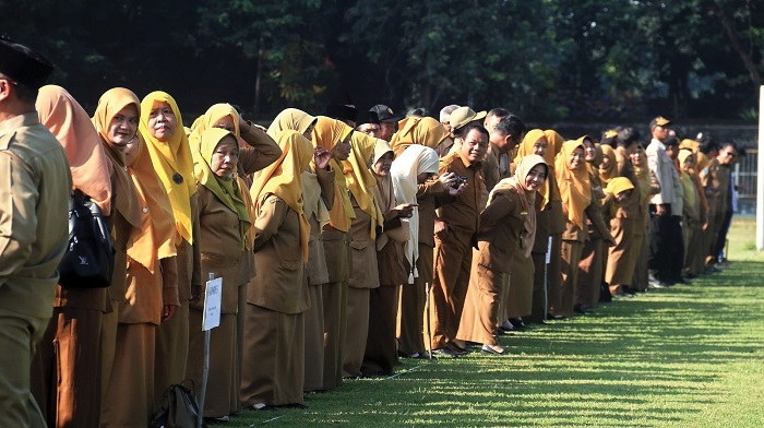 PNA saat apel hari pertama masuk kerja. NIP CPNS 2024 di ingkungan Pemkab Nganjuk akan turun bulan depan