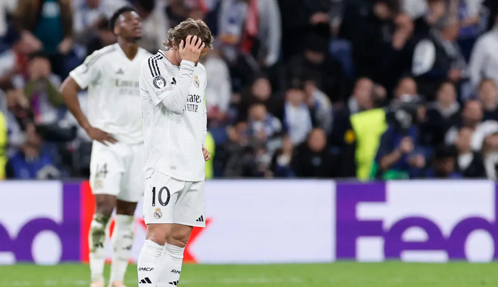 Ekspresi  yang tak bisa disembunyikan Real Madrid harus menerima kenyataan pahit di malam Liga Champions.