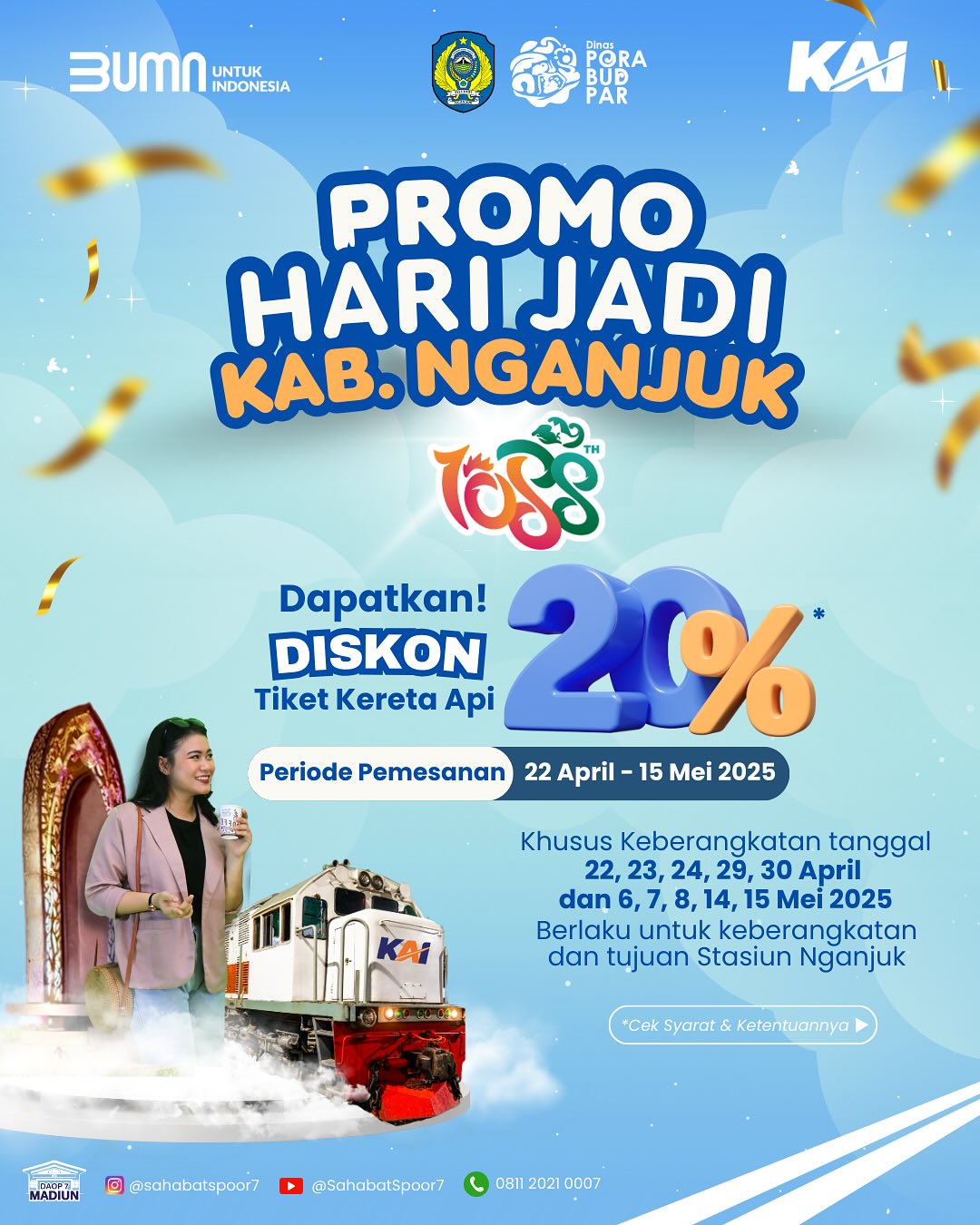 Kabar Gembira! PT KAI Beri Diskon 20 Persen untuk Penumpang di Stasiun Nganjuk Dalam Rangka Hari Jadi Nganjuk
