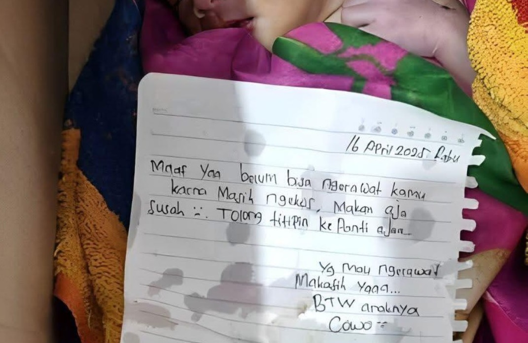 Bayi Malang Ditemukan di Pabrik Jepara, Surat Permintaan Maaf Ditulis&nbsp;oleh&nbsp;Sang&nbsp;Ibu