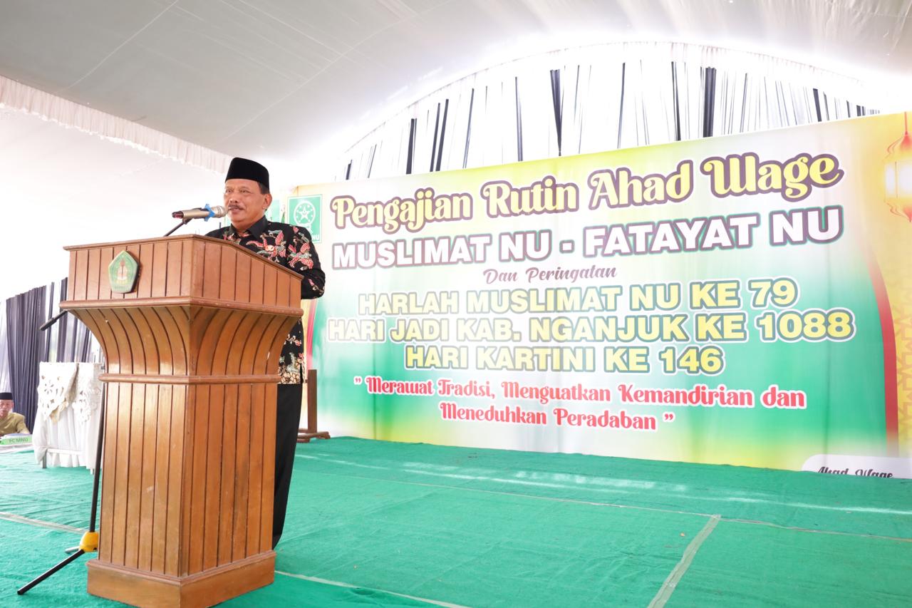Bupati Marhaen Ajak Muslimat dan Fatayat NU Bersatu Membangun Nganjuk saat Hadir di Pengajian Rutin Ahad Wage