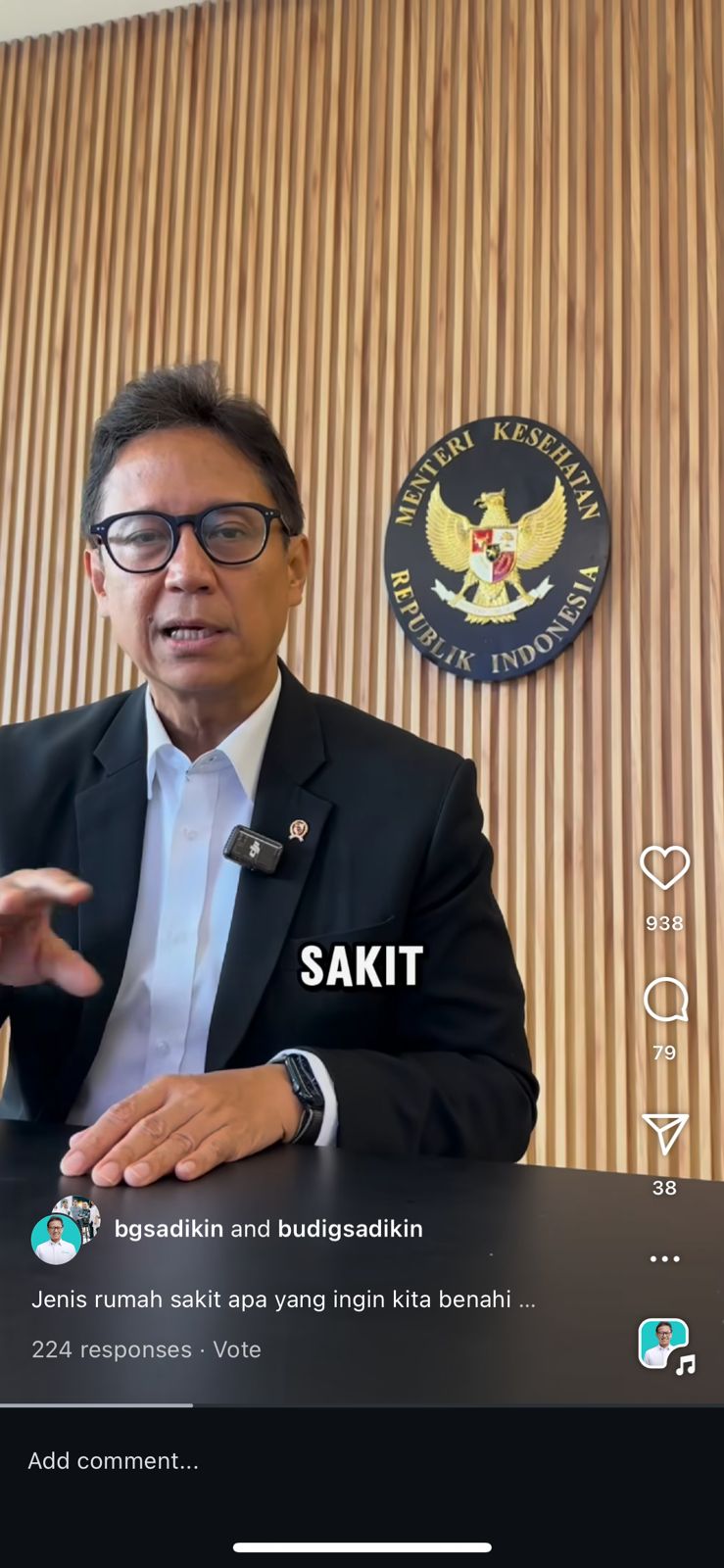 Menteri Kesehatan Indonesia, Budi Gunadi Sadikin
