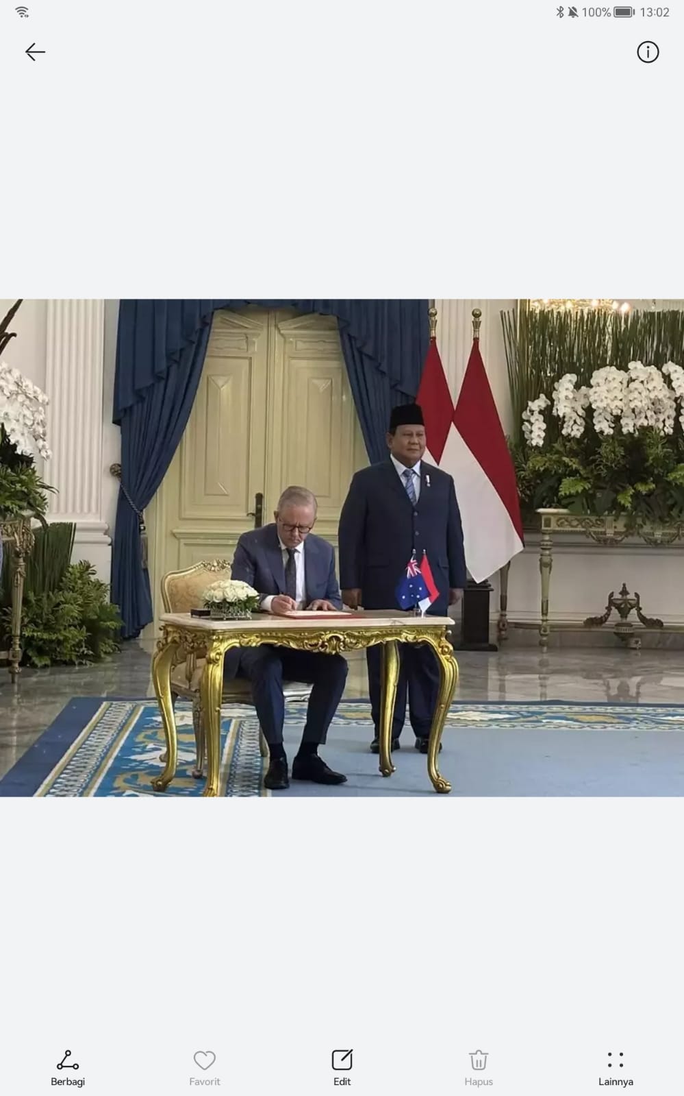 Prabowo Sambut PM Australia
