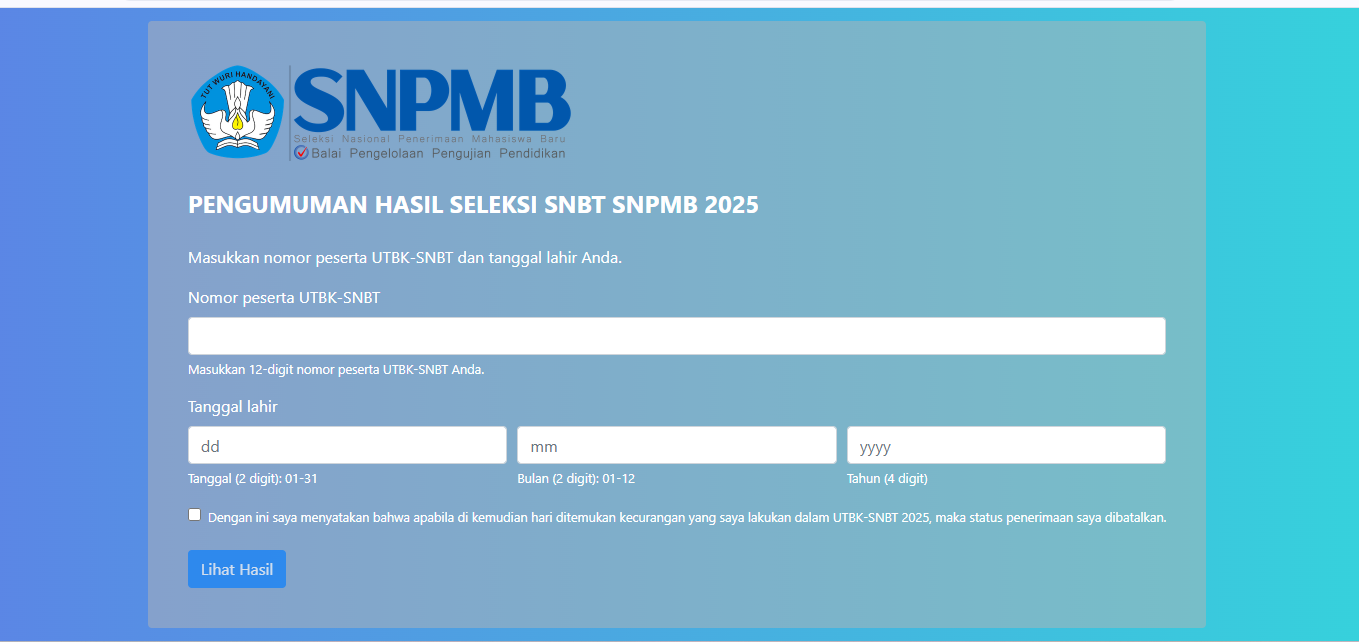 Portal Cek Hasil SNBT 2025