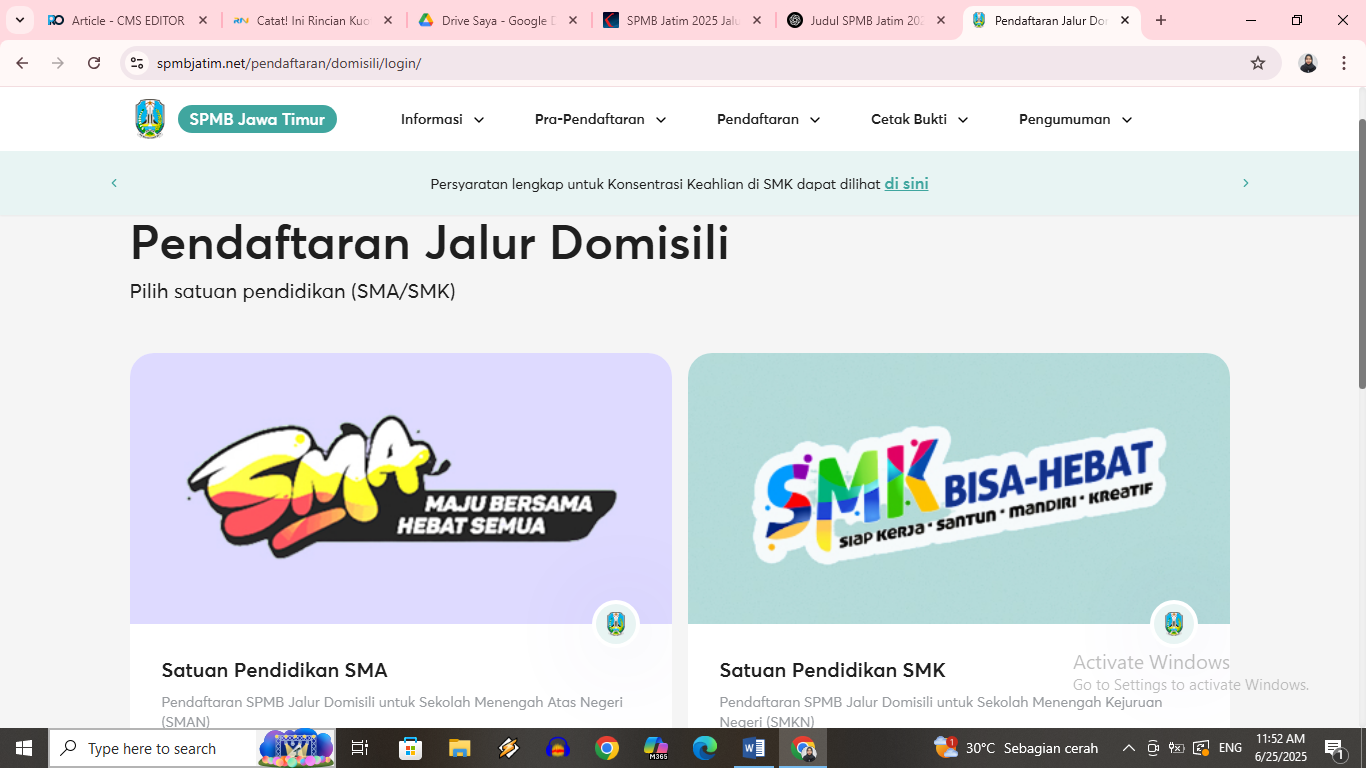 Website resmi SPMB Jatim