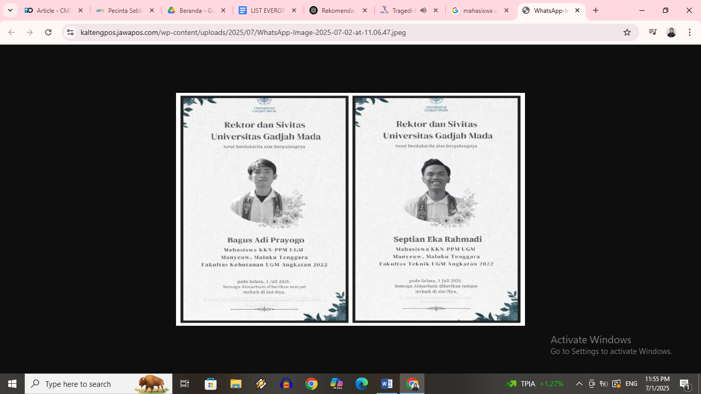 Dua mahasiswa UGM tewas tenggelam dalam KKN di Maluku Tenggara