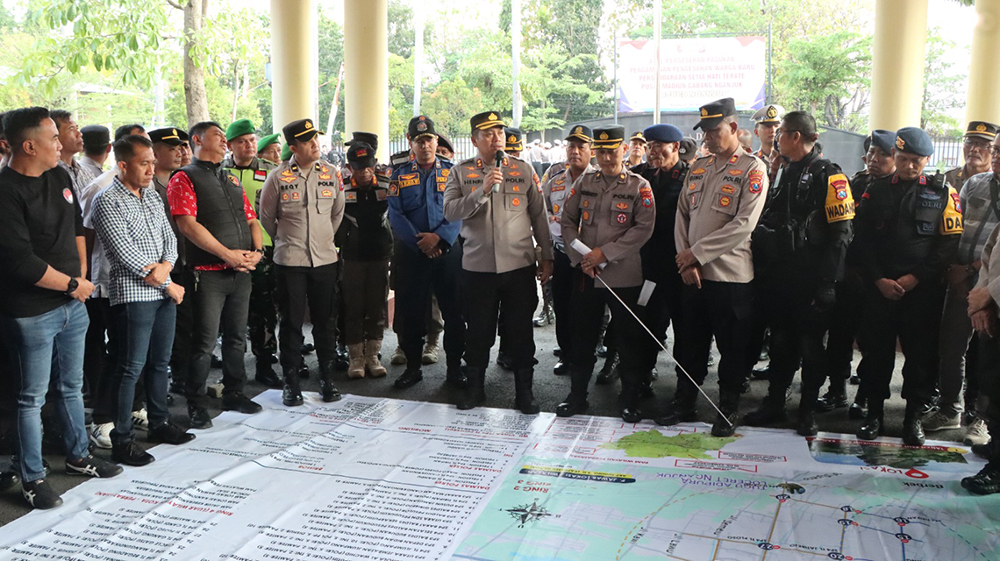 Kapolres Nganjuk menjelaskan skema penyekatan malam ini