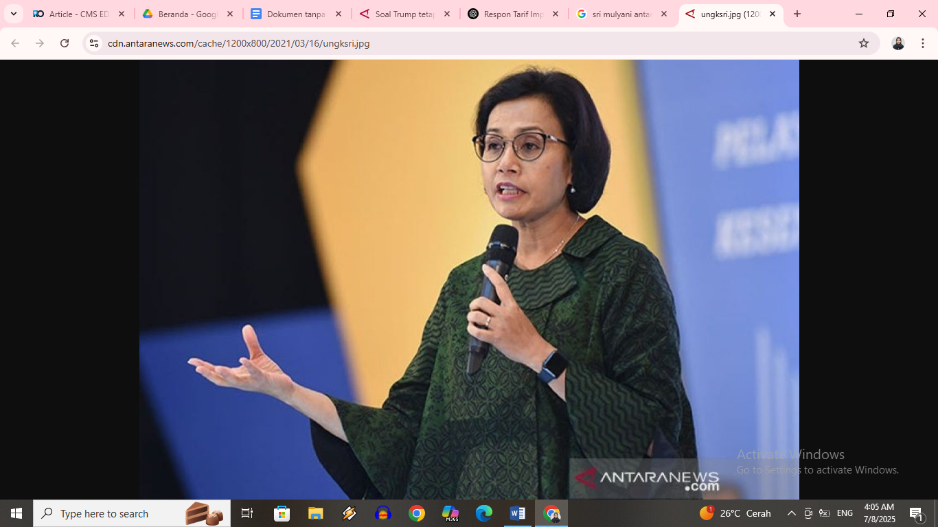 Menkeu Sri Mulyani tanggapi tarif impor 32 persen Donald Trump