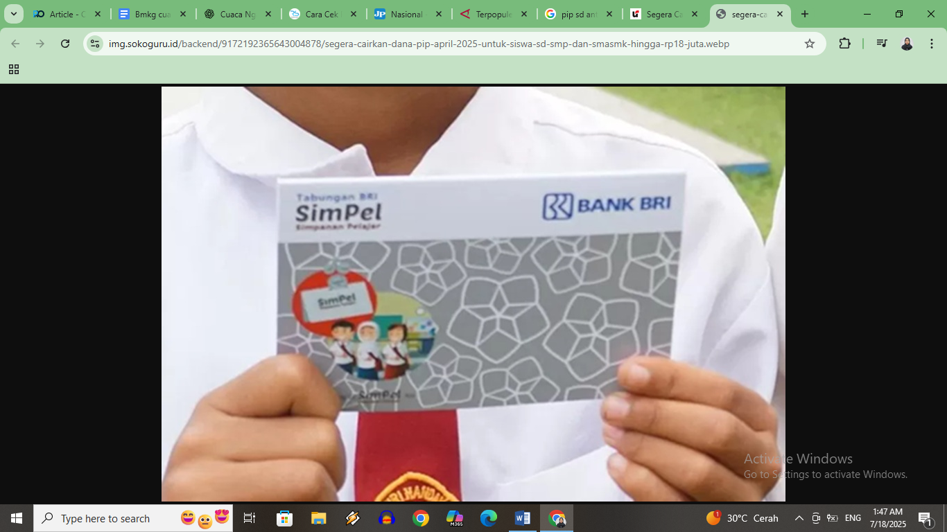 PIP SD 2025 Cair cek berikut ini