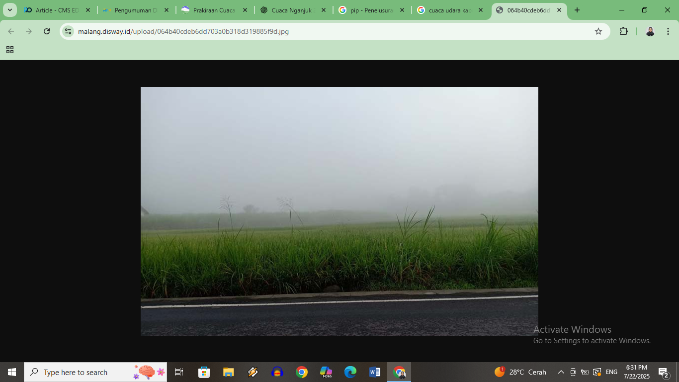 Prediksi BMKG cuaca Nganjuk hari ini