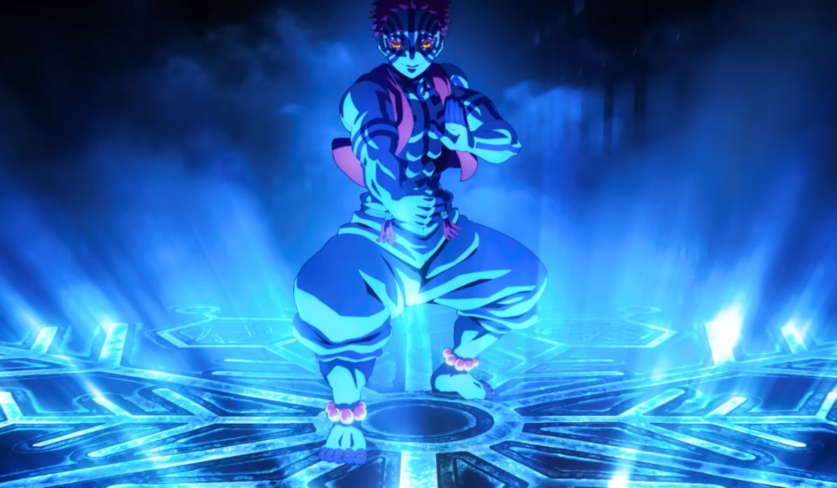 Akaza dalam OFFICIAL THEME SONG TRAILER (Aimer). Source: Aniplex USA on YouTube