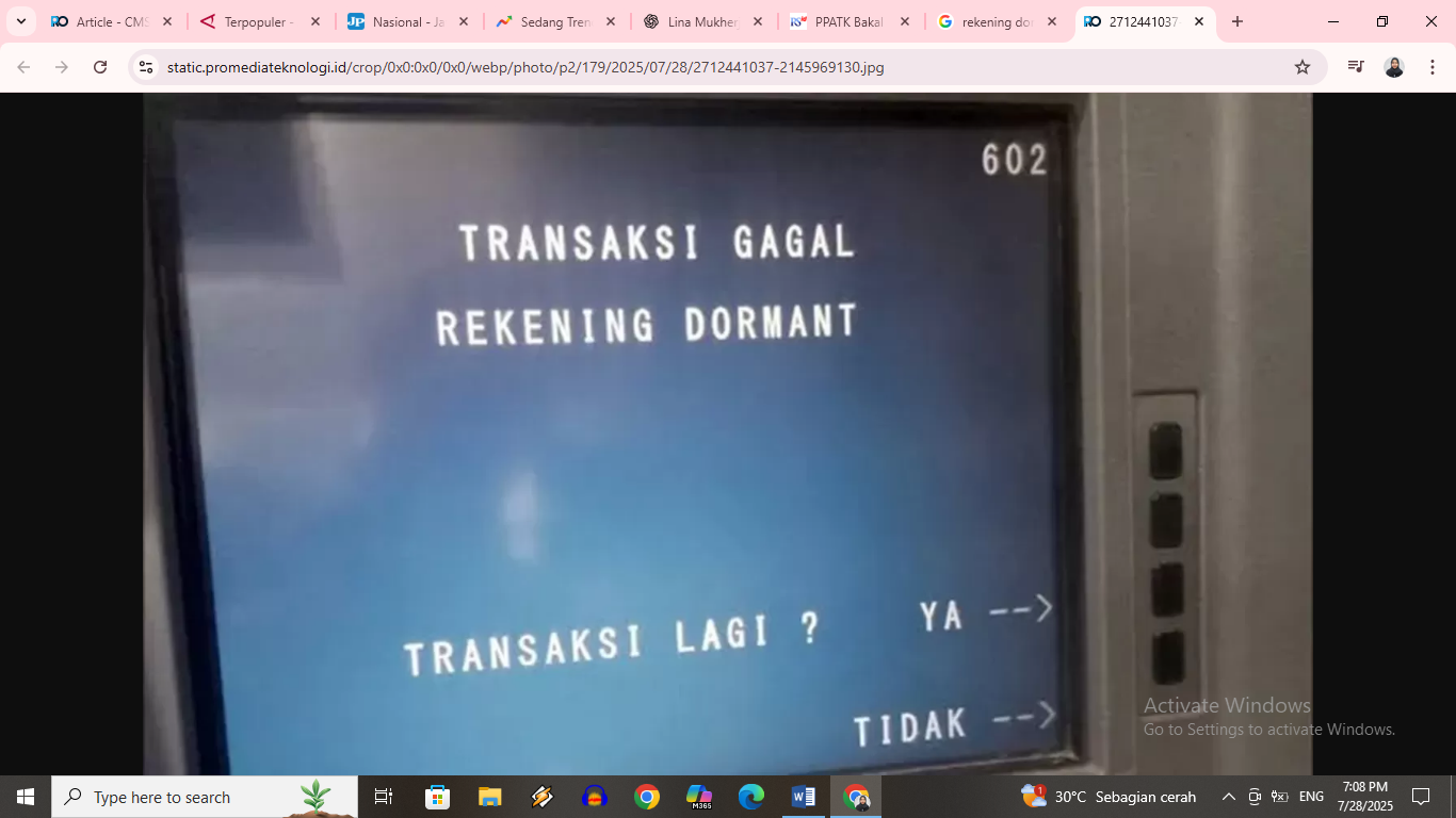 Rekening  Dormant akan diblokir