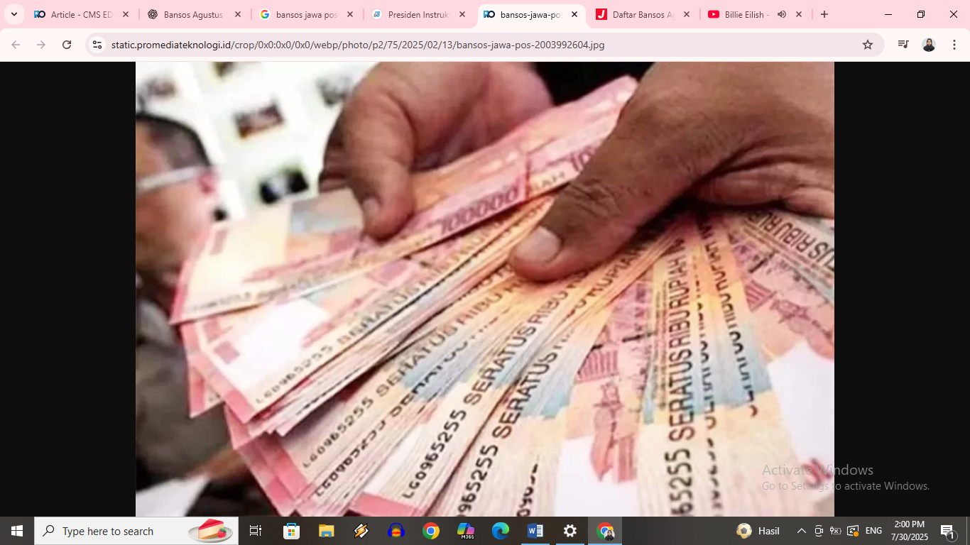 7 bansos di bulan Agustus