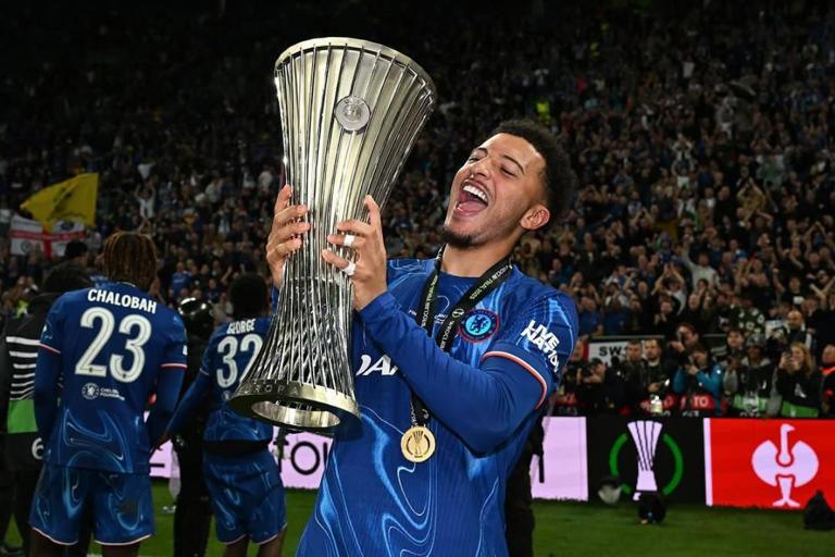 Jadon Sancho saat bersama Chelsea di Final UEFA Conference League.