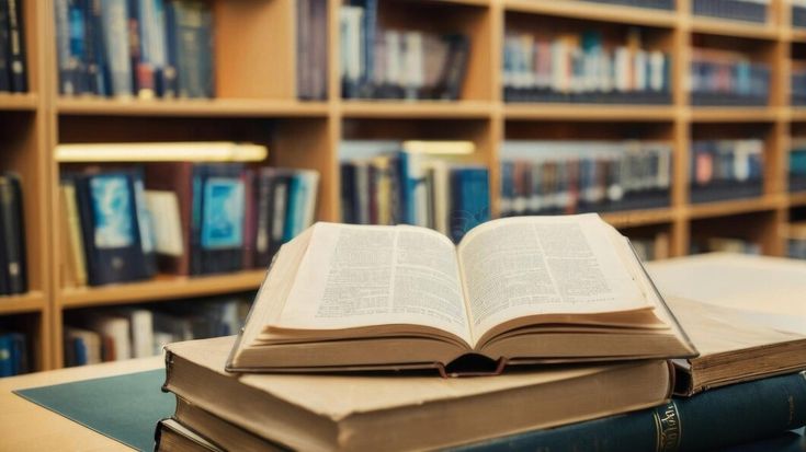 book on a table in the library